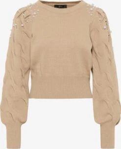 Voorkant 36 Faina Fijngebreide Truien Trui Dames Donkerbeige