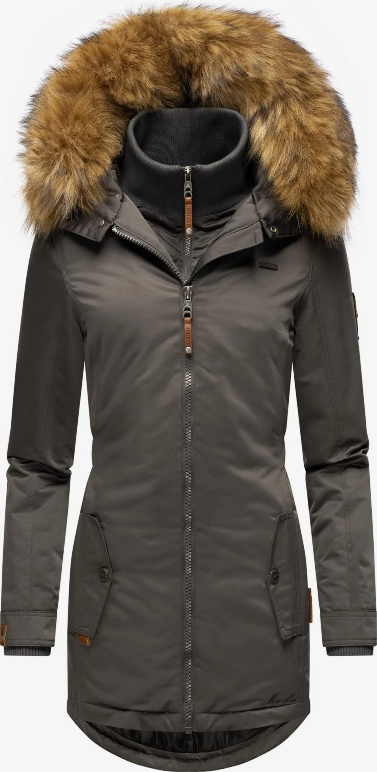 Marikoo Wintermantels Wintermantel Sanakoo Dames Donkergrijs 3 Marikoo Wintermantels Wintermantel Sanakoo Dames Donkergrijs