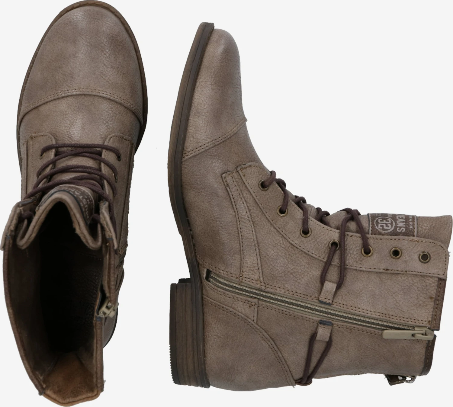 Mustang Enkellaarsjes Veterlaarsjes Dames Beige 4 Mustang Enkellaarsjes Veterlaarsjes Dames Beige - Afbeelding 2