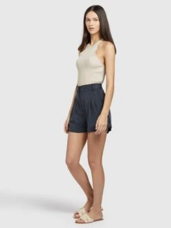 Khujo Shorts Loosefit Bandplooibroek Elida Dames Donkerblauw -Kleding Verkoop 7a8ec5170bd96fdbffec0419ce048b63